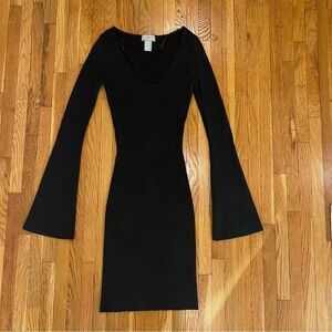 H&M BLACK RIB KNIT BODYCON DRESS